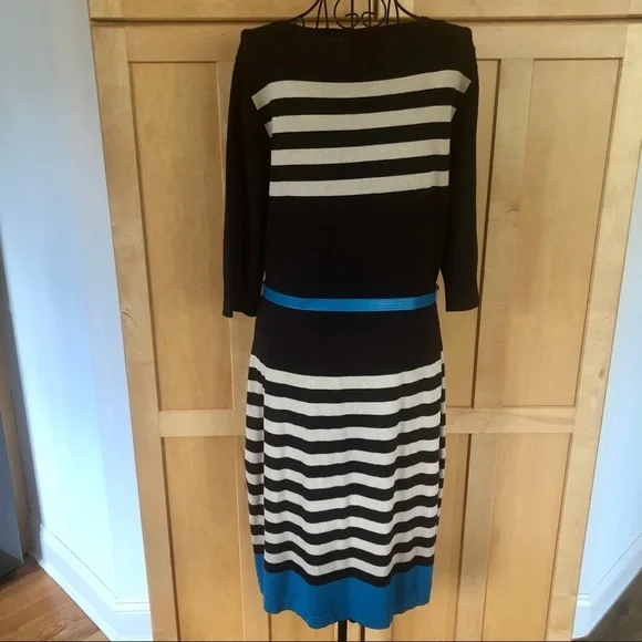 Allison Brittney Brown Tan Teal Sweater Dress Large - Picture 4 of 8